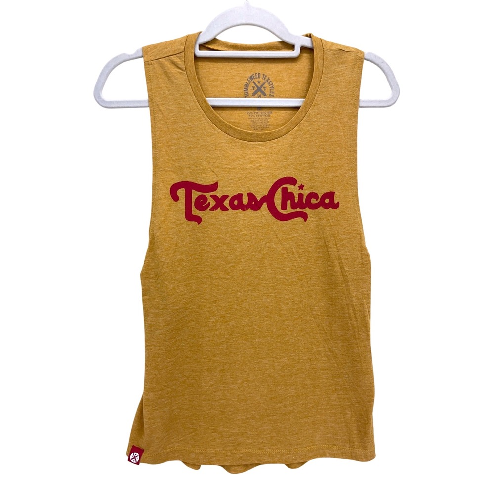 Tumbleweed Texstyles Gold Texas Chica Muscle Tank Top Size Medium NWT Graphic
